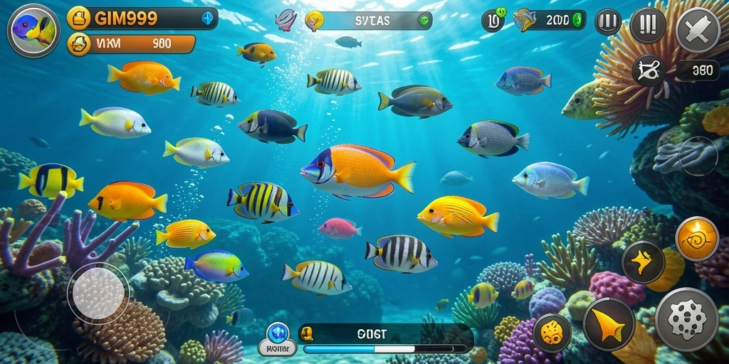Tampilan gameplay GIM999 yang menarik saat menembak ikan.
