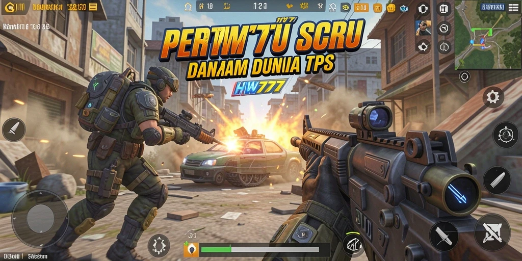 Screenshot HW777 menampilkan aksi gameplay TPS yang intens.