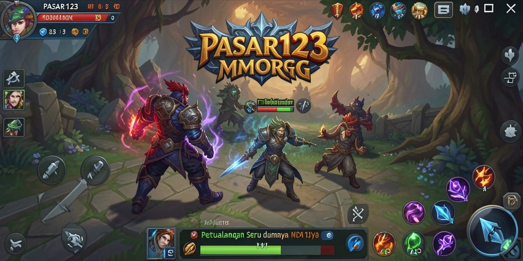 Screenshot PASAR123 menampilkan duel seru antar karakter di dunia MMORPG.