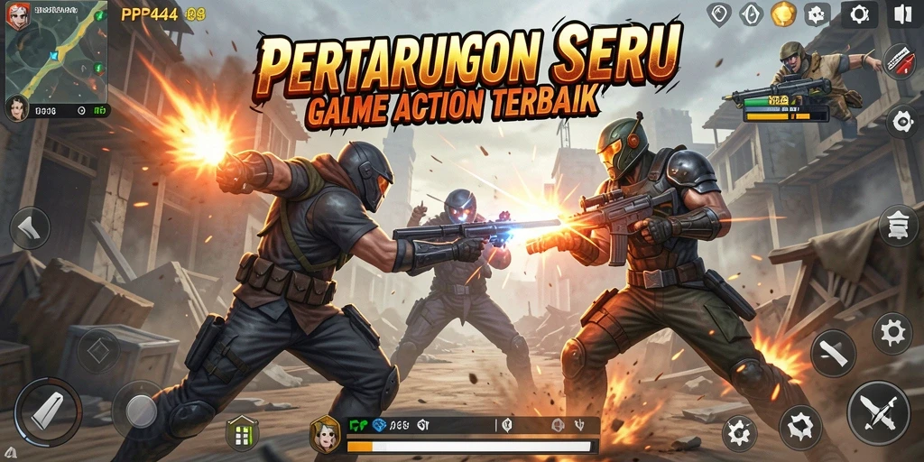 Tampilan mendebarkan dari gameplay PP444 di arena pertarungan.