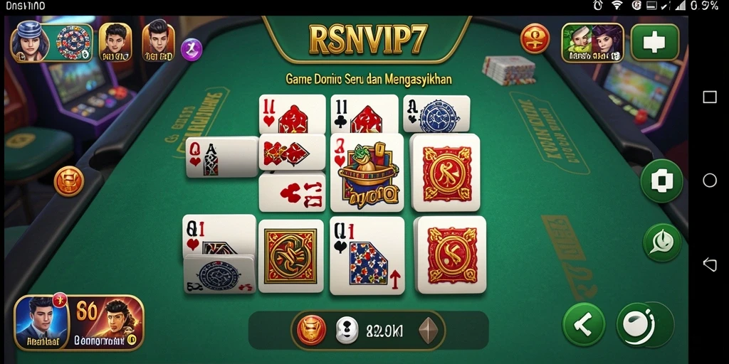 Screenshot RSNVIP7 menampilkan gameplay seru saat bermain Domino.
