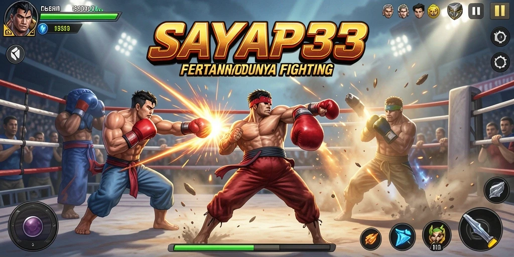 Tampilan gameplay intens dari SAYAP33 dalam pertarungan Fighting.