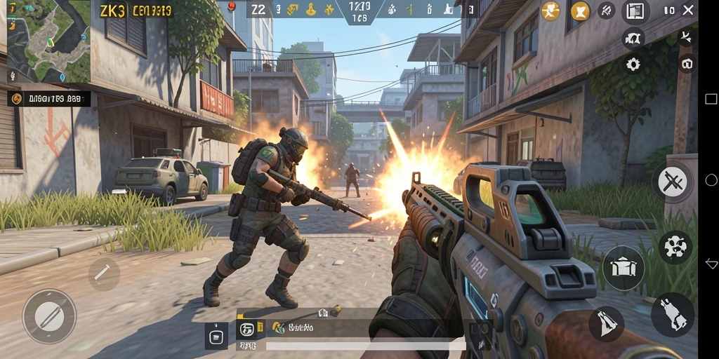 Tampilan gameplay ZK3 yang mendebarkan di tengah pertempuran.